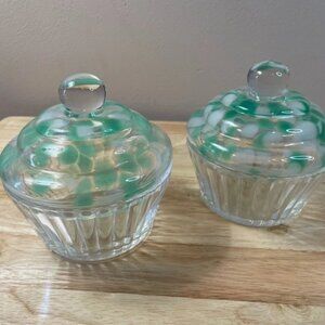 Set of 2 Gourmet Kitchen Cupcake Glass Jars Candy Storage Coffee Bar New
